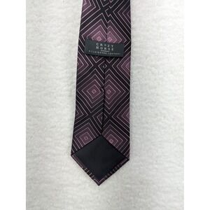 Crazy Horse Silk‎ Necktie Purple Black Geometric Diamond Pattern Men's Tie 58"